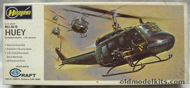 Hasegawa 1/72 Bell UH-1D Huey Helicopter - (HU-1D) US Army or Canadian Armed Forces, JS052-130 plastic model kit